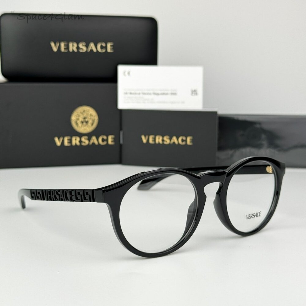 BRAND NEW Versace VE3355U GB1 Black Oval Unisex Eyeglasses VE 3355U